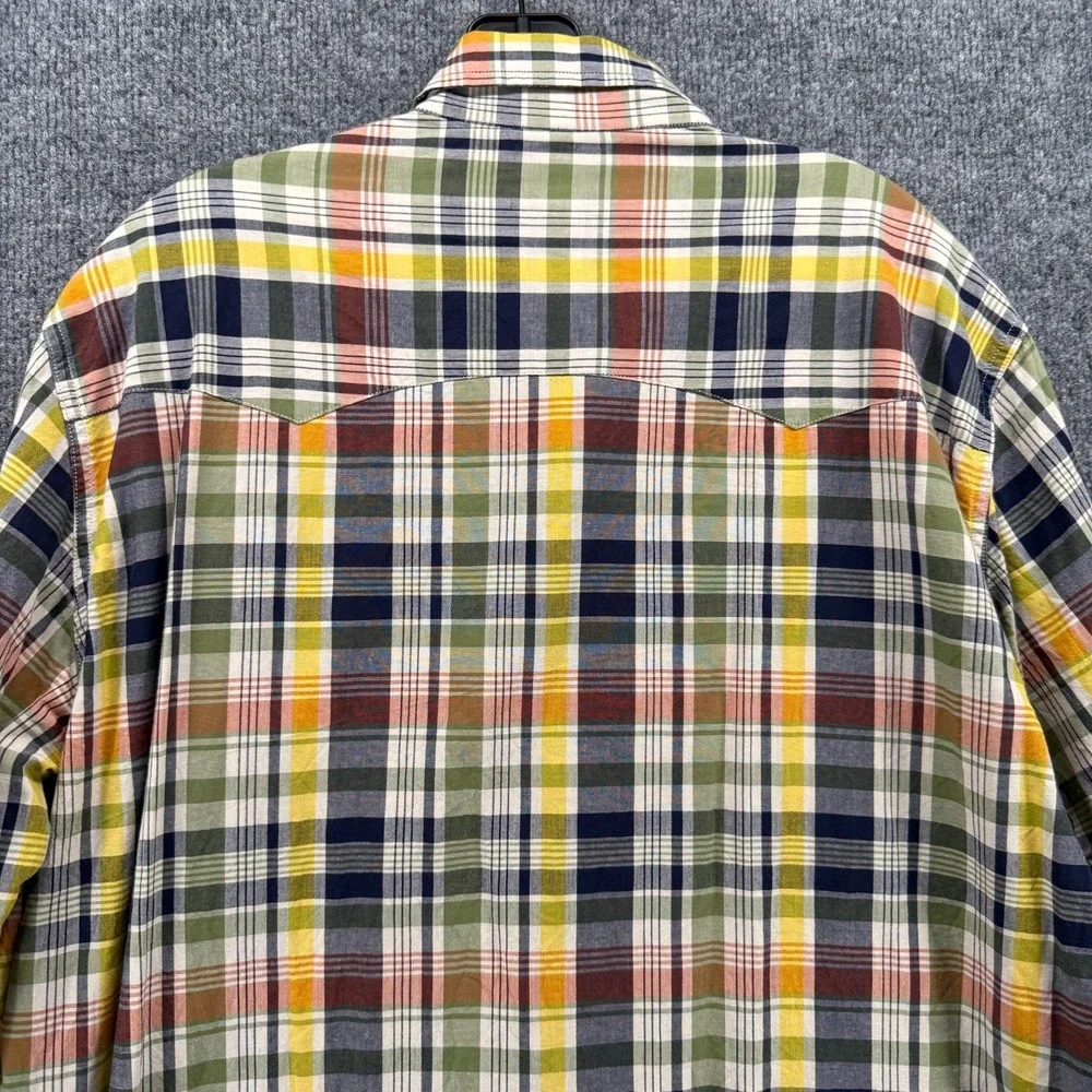 Vintage Lucky Brand‎ Shirt Mens L Sportwear Plaid Button Up Western Rodeo Cowboy